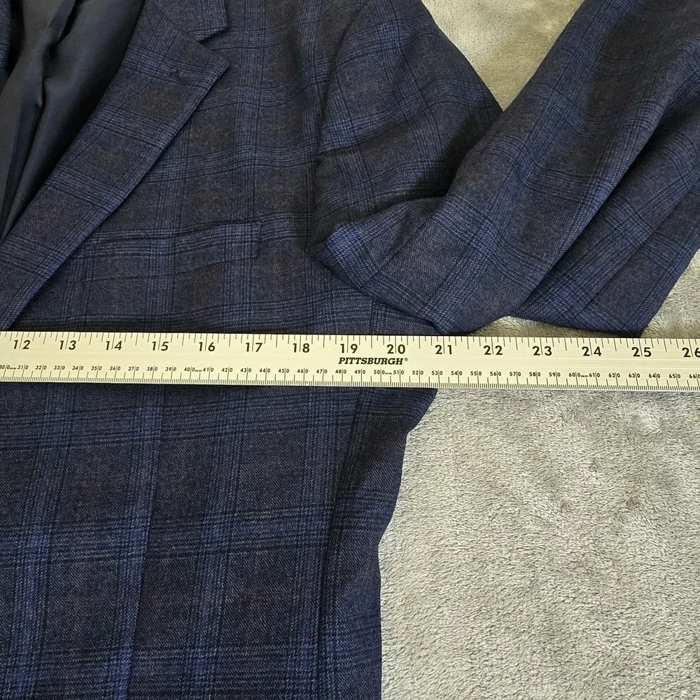 Jos A Bank Blazer Mens 42R Blue Plaid Window Pane Pattern 80% Wool Classicore